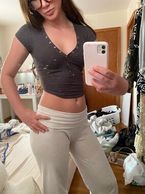 Grey garage crop top